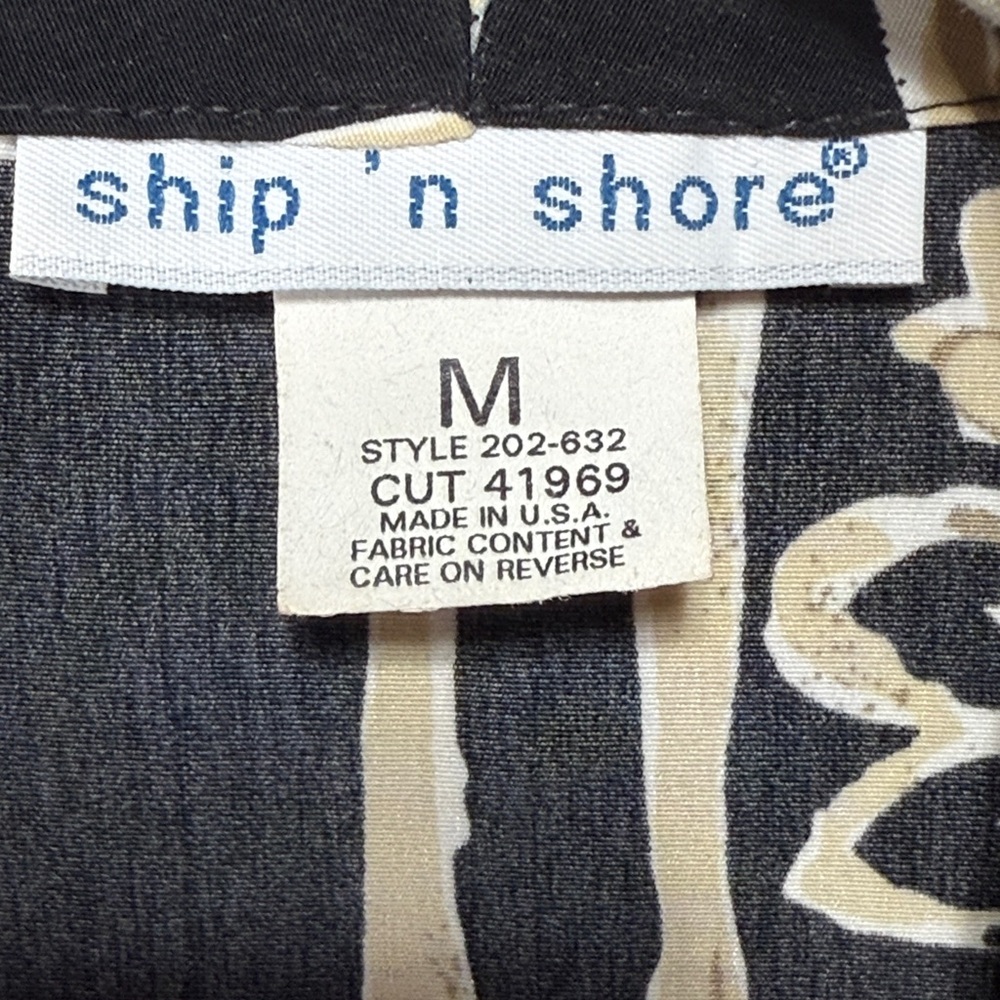 Ship'n Shore Black and Cream Abstract Patterned Blazer Size M - Picture 7 of 8